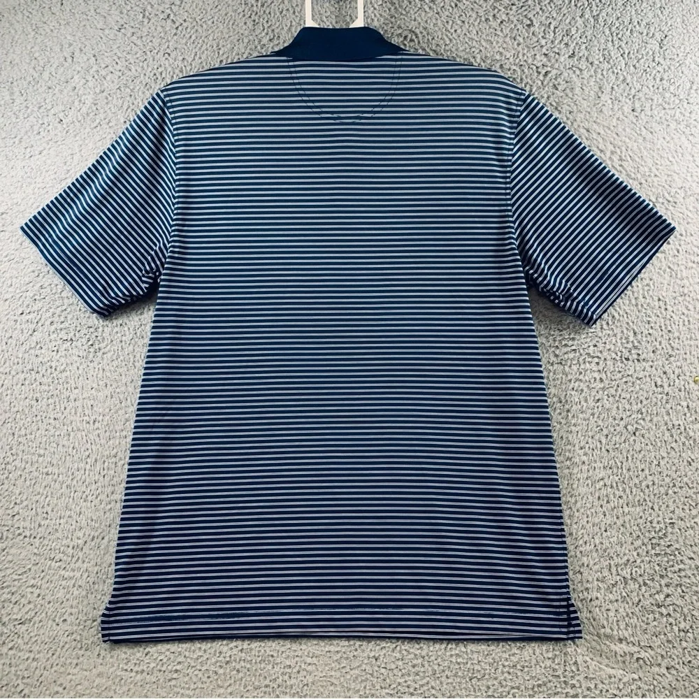 Greg Norman Golf Polo Shirt Men's Short Sleeve‎ Striped Navy White Size L